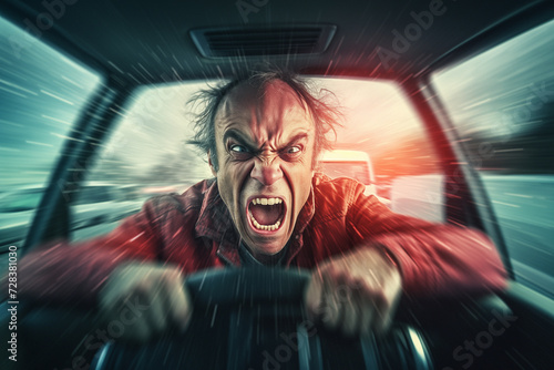 Created with generativ Ai - No actual person - illustration of road rage