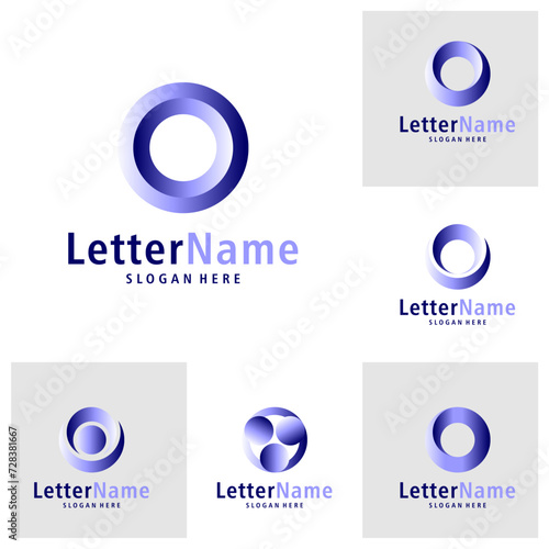 Set of Modern letter O logo design vector. Creative O logo concepts template