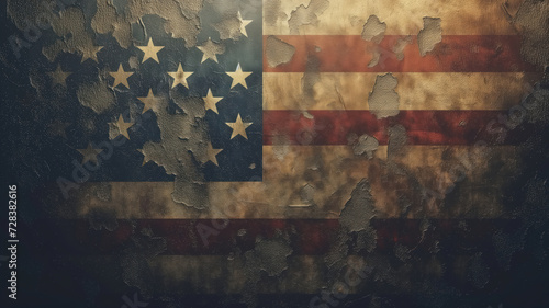 Damaged and dirty American flag