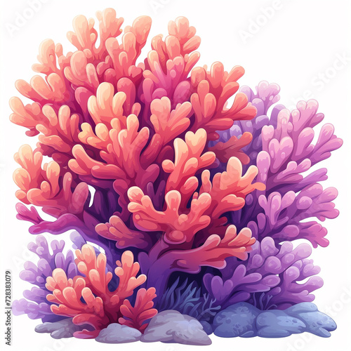 coral, cartoon style, white background