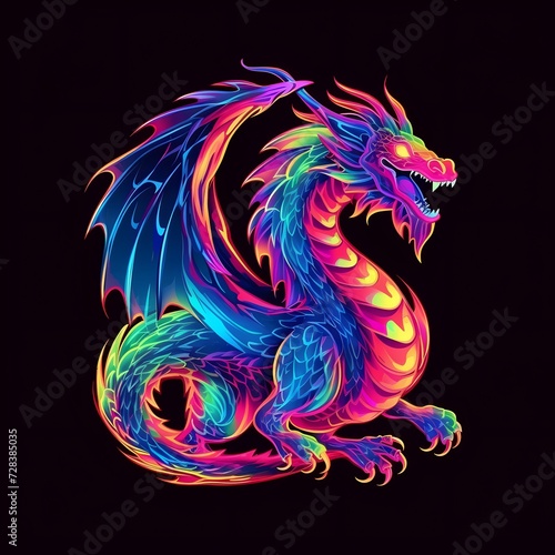 Neon Dragon Illustration © RobertGabriel