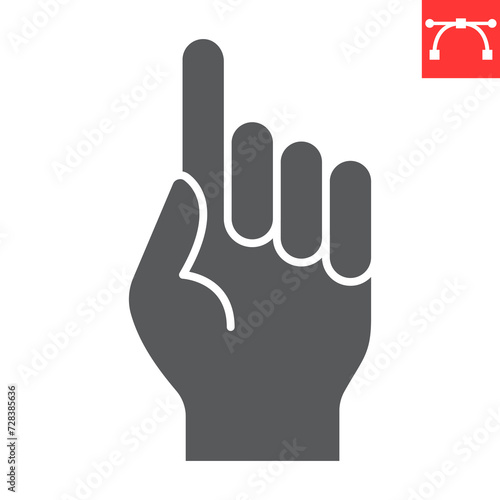 One finger up glyph icon, Ramadan and gesture, Allah is one vector icon, vector graphics, editable stroke solid sign, eps 10.