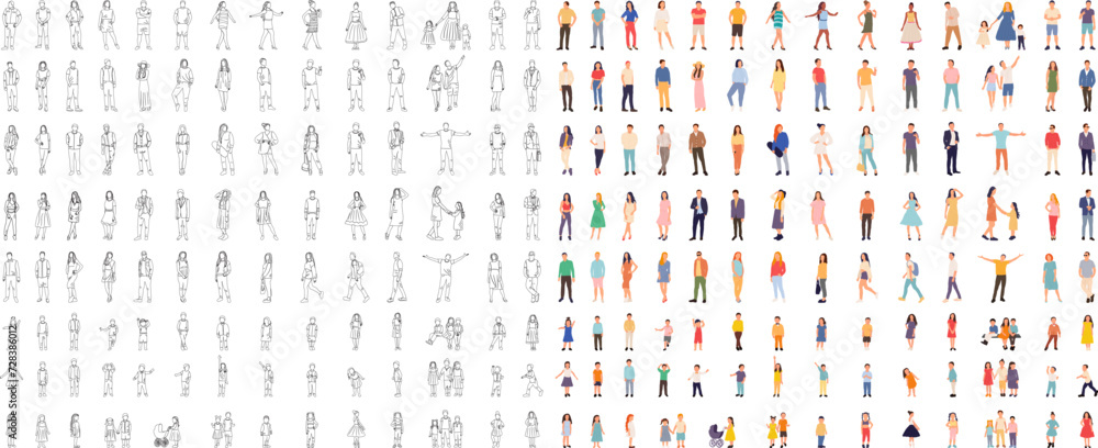 collection of people in flat style vector - obrazy, fototapety, plakaty 