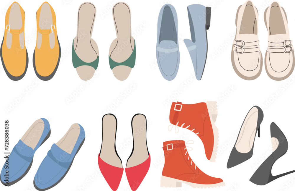 shoes top view in flat style, vector shoes top view in flat style, vector