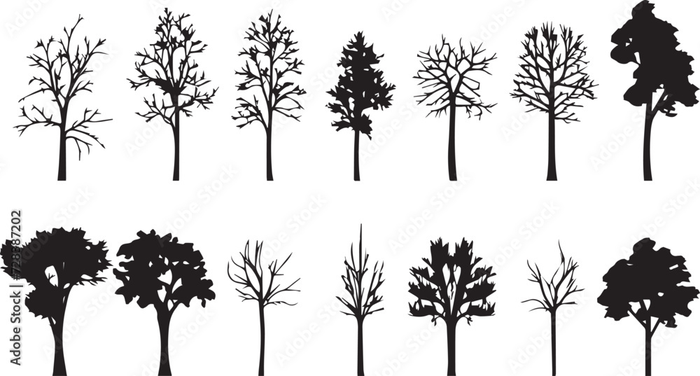 Set Trees. Hand drawn vector illustration Set Trees. Hand drawn vector illustration