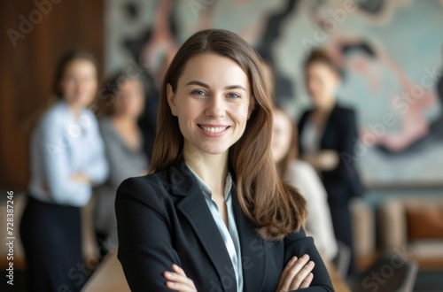 Confident Female Tech Startup Entrepreneur Leading Team Meeting