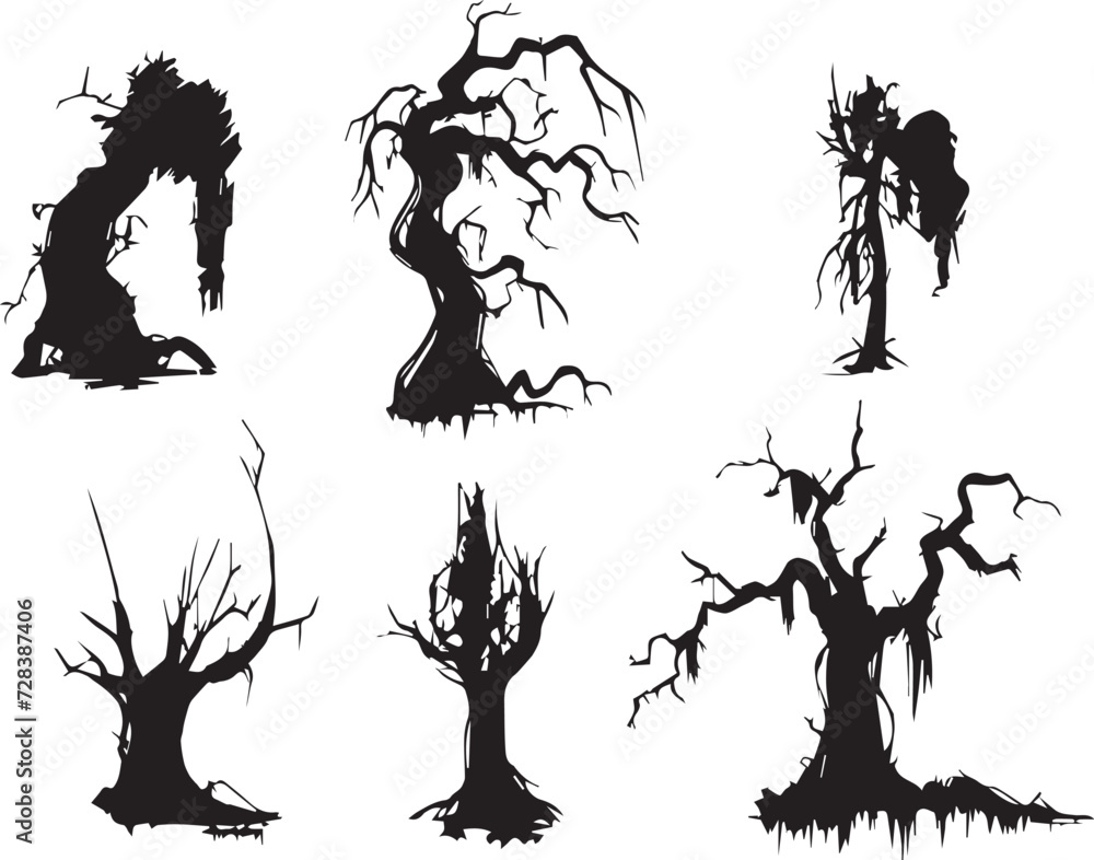 Set Trees. Hand drawn vector illustration Set Trees. Hand drawn vector illustration