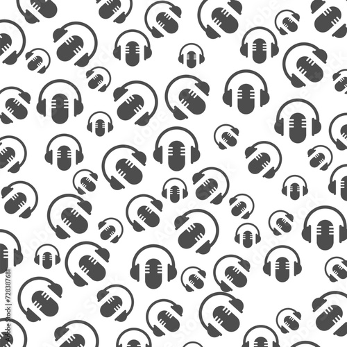 Podcast Seamless pattern isolated on white background