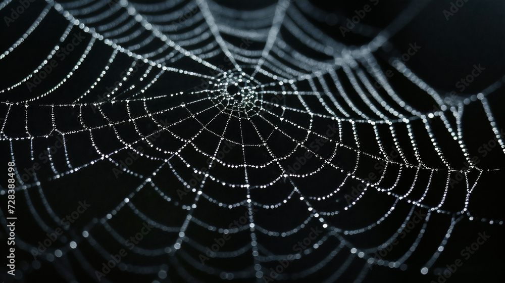 Fototapeta premium 蜘蛛の巣と黒い背景