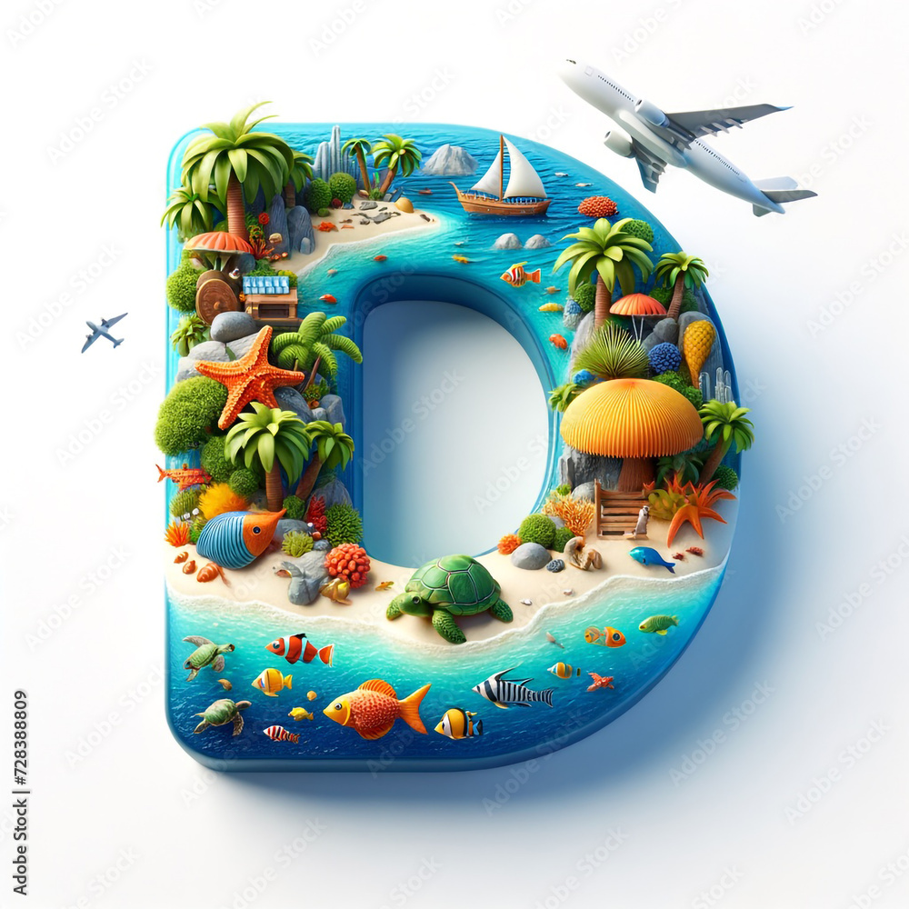 letter alphabet D island beautiful travelling by Digital imaging design 4