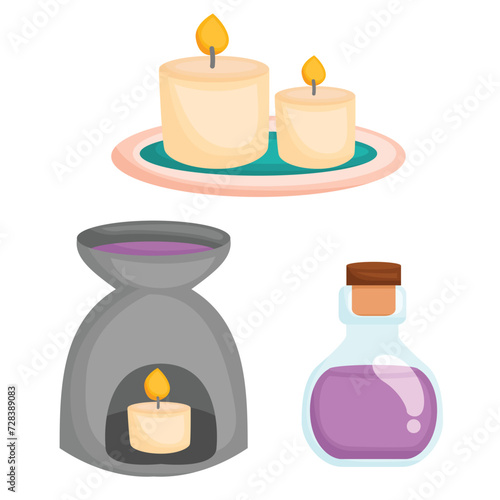 Aromatheraphy Candle Cartoon Illustration vector Clipart Sticker Background Decoration 