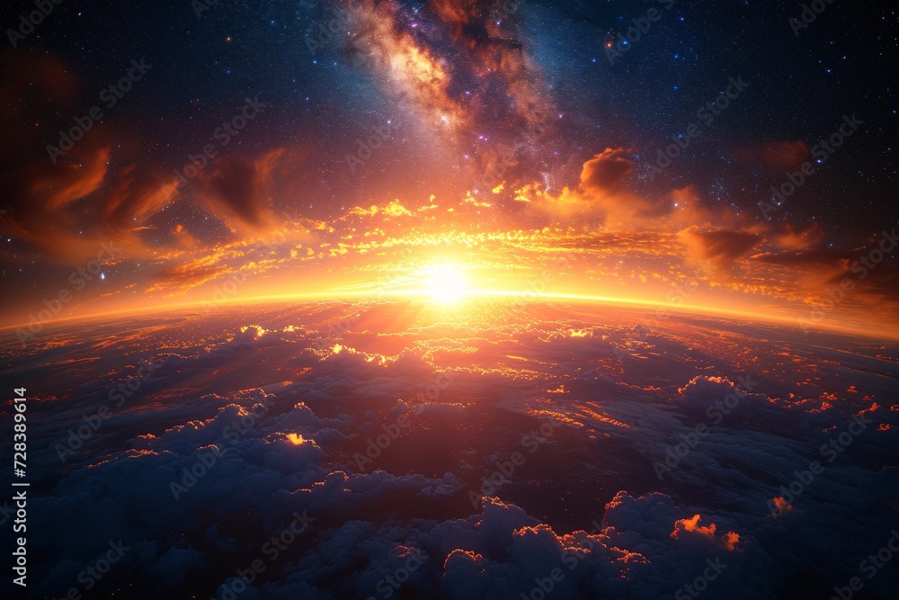 Glowing Sunset Over the Earth Generative AI