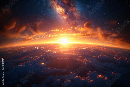 Glowing Sunset Over the Earth Generative AI