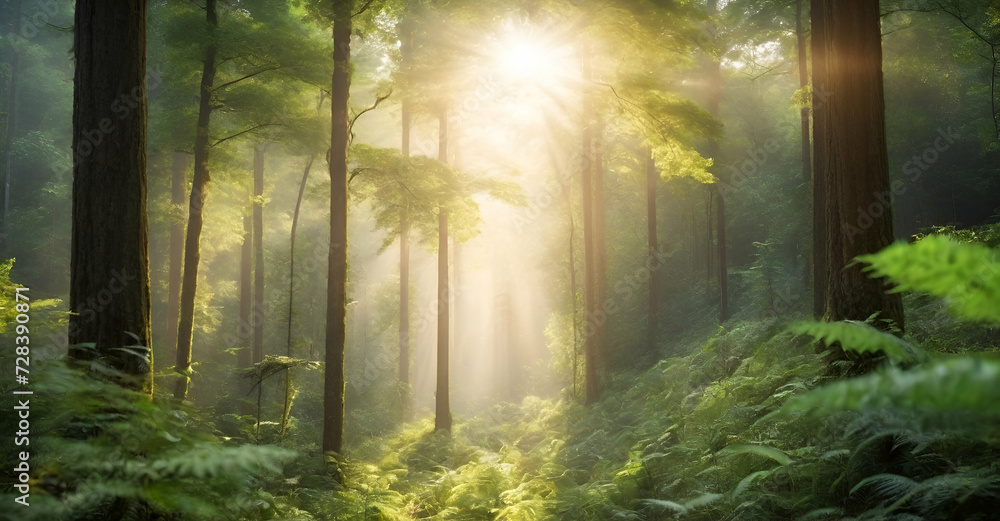 Fototapeta premium misty morning in the forest