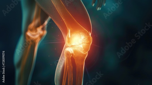 A close-up view of a person with a knee injury. This image can be used to depict pain, injury, sports injuries, healthcare, or physical therapy