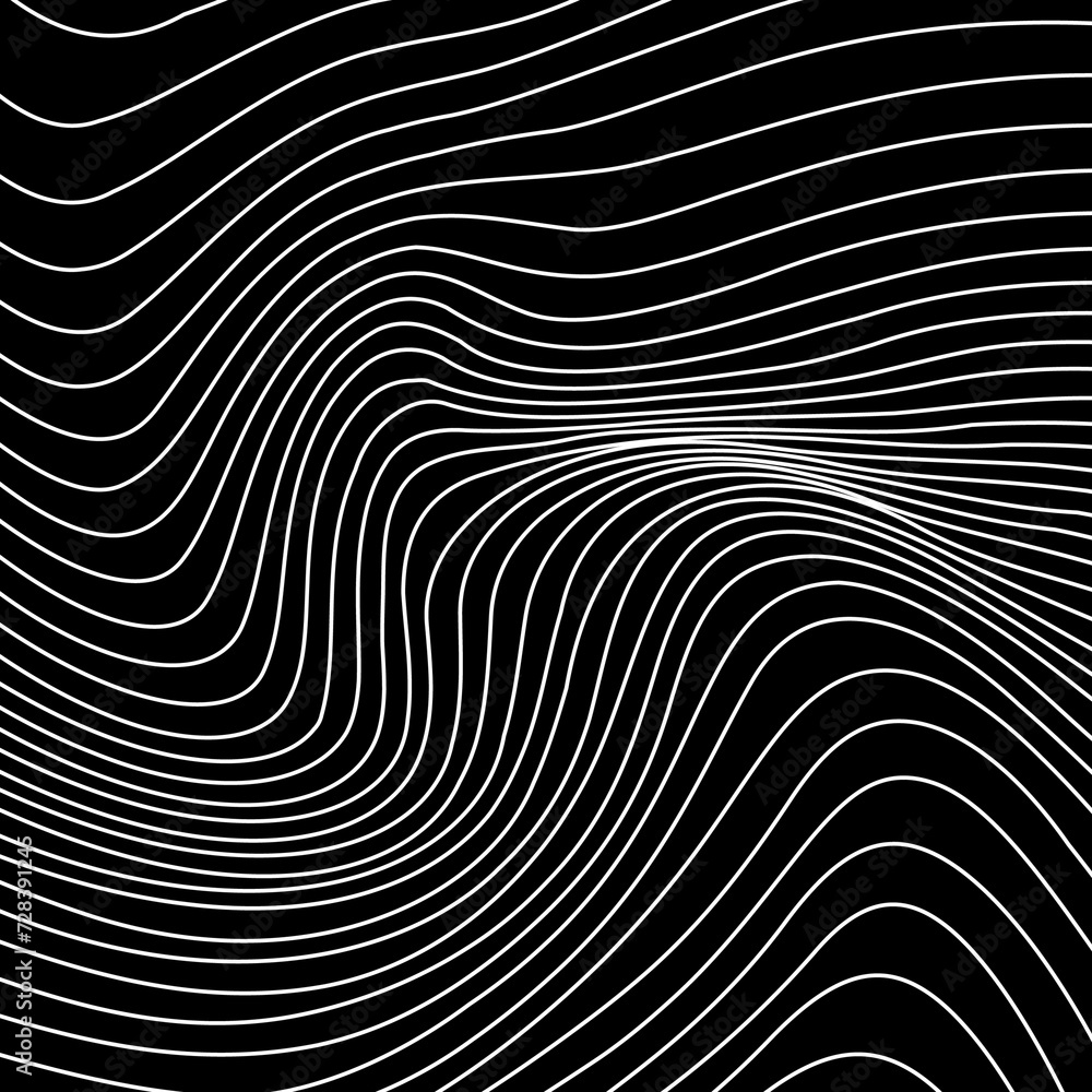 White curvy lines on black background vector 