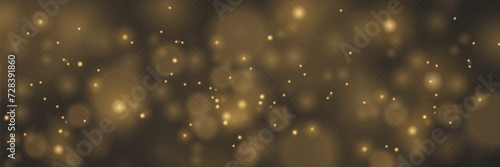 Sparkling golden magic dust particles. Confetti and glitter stars.