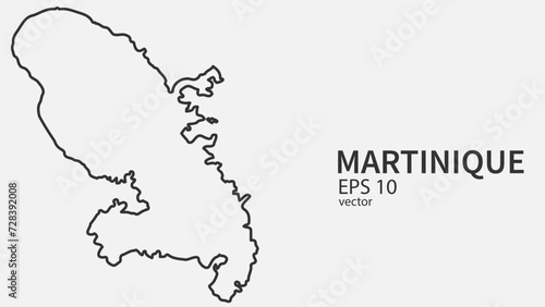 Vector line map of Martinique. Vector design isolated on white background.	
