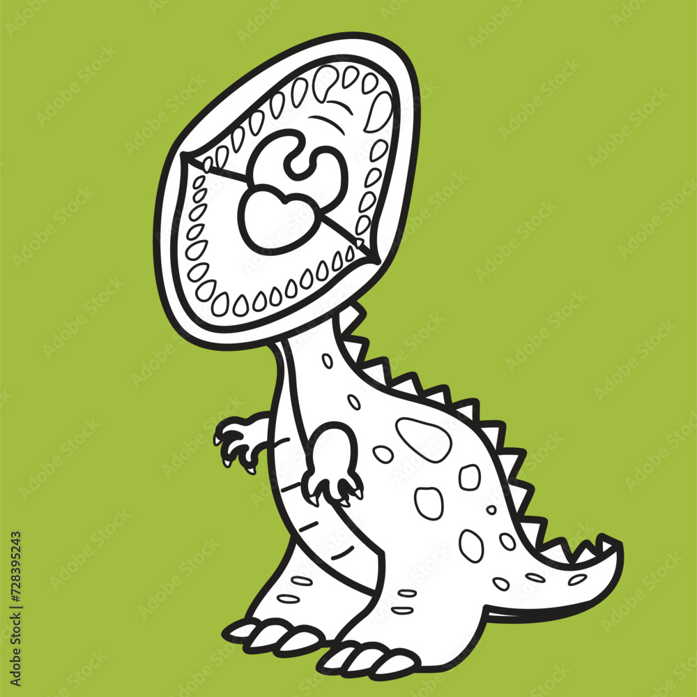 Obraz premium Cute Tryannosaurus Dinosaur Trex Cartoon Digital Stamp Outline