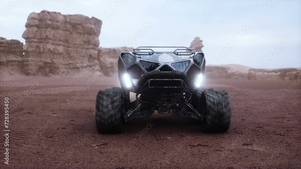 Electric rover on alien planet. Mars surface. Realistic 4k animation ...