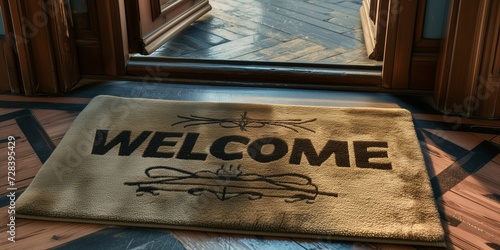 fleece rug that says WELCOME photo