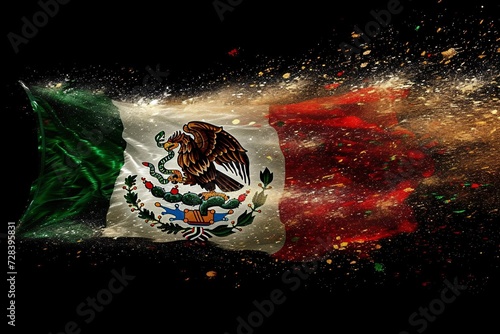 Fiery Fiesta Mexico's Vibrant Flag in Flames Generative AI