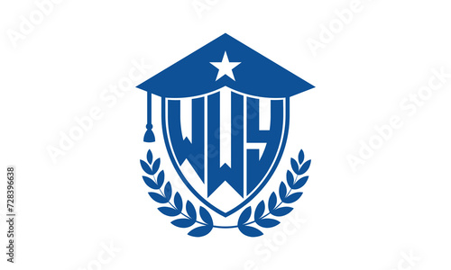 WWY three letter iconic academic logo design vector template. monogram, abstract, school, college, university, graduation cap symbol logo, shield, model, institute, educational, coaching canter, tech