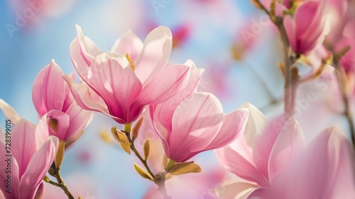 Beautiful magnolia tree blossoms in springtime.