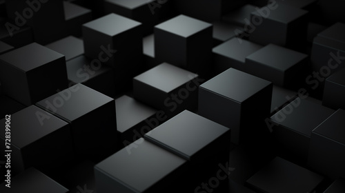 3d black cubes, abstract background, 3d wallpaper, matt black backdrop, background for business presentation, creative desktop wallpaper photo