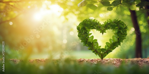 A heart form depicts ecofriendly greenery, Green planet concept