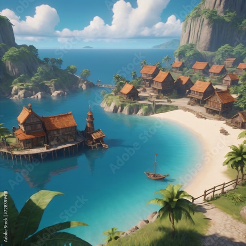 Illustration of a Tropical Island RPG Game style © stefmaster
