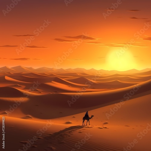 Desert Caravan at Sunset