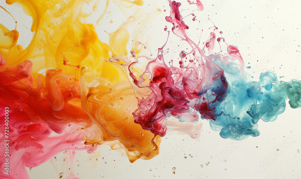 Colorful ink in water isolated on white background. Abstract background ...