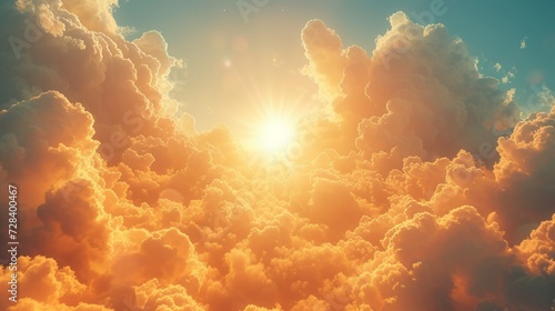 A radiant sunset paints the heavens in a palette of dreamlike clouds photo