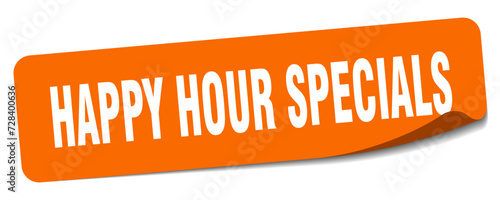happy hour specials sticker. happy hour specials label