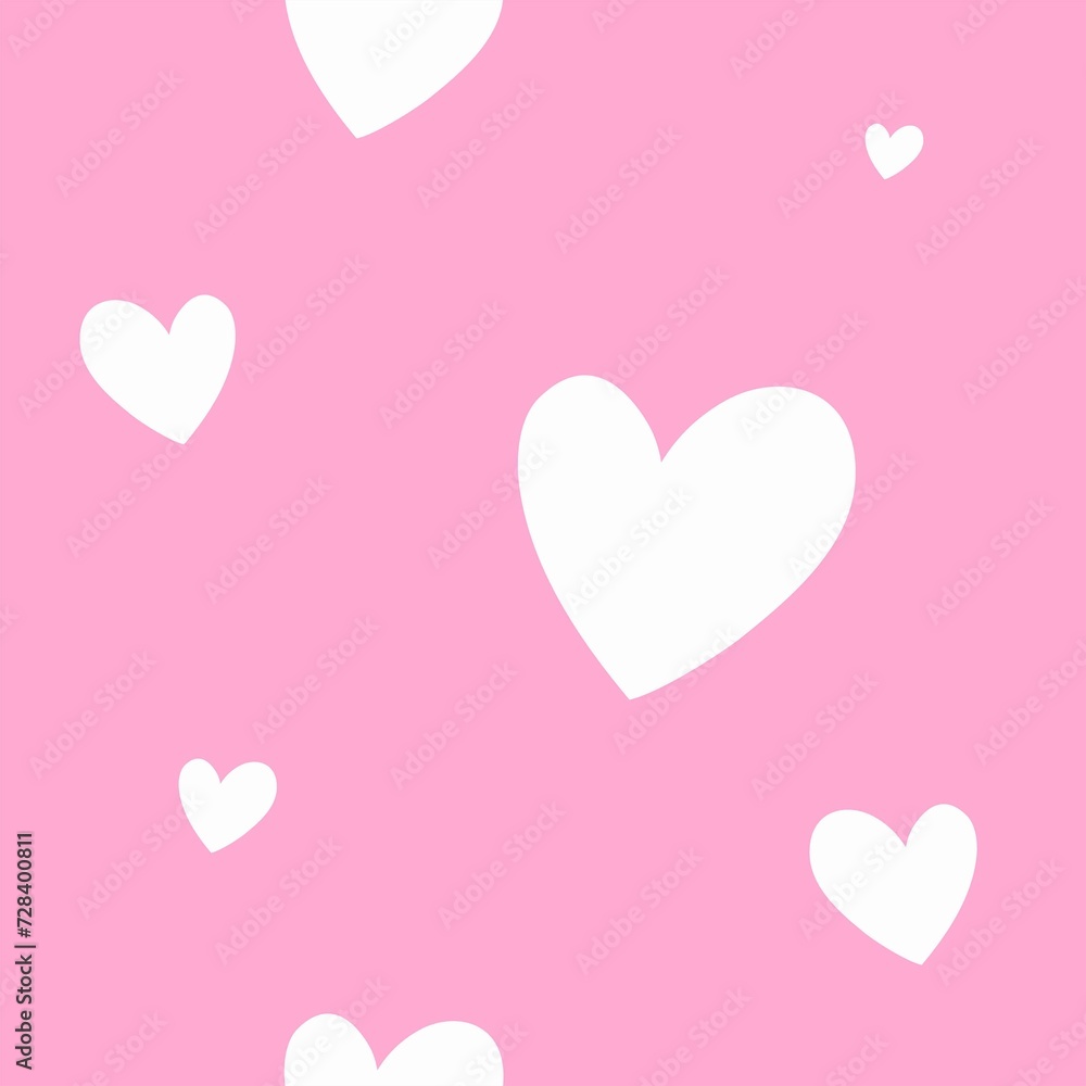 romantic hearts, symbol of love in pink. seamless pattern of abstract lines. simple background in a barbie style. for print, social media, banner, paper. hand drawn vector art illustration.  barbie 