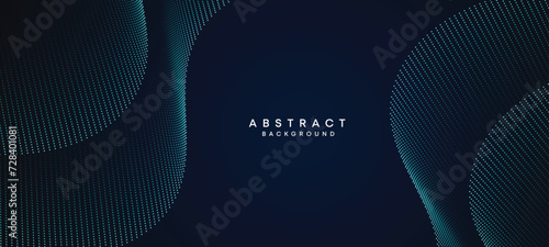 Abstract Blue, Green Gradient Flowing Dot Waving Particle geometric Technology Background. Digital Futuristic Purple, Pink Gradient Dotted Wave. Concept For Science, Music cover, website, header