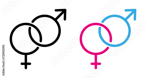 Unisex Icon Set. Gender Neutral Male Female and Man Women Vector Symbol in a black filled and outlined style. Sex Equality Sign. photo