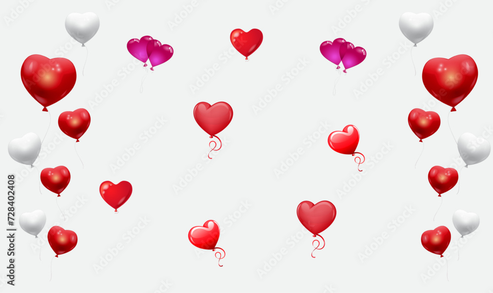 Mini heart ballon, red balloons isolated on white