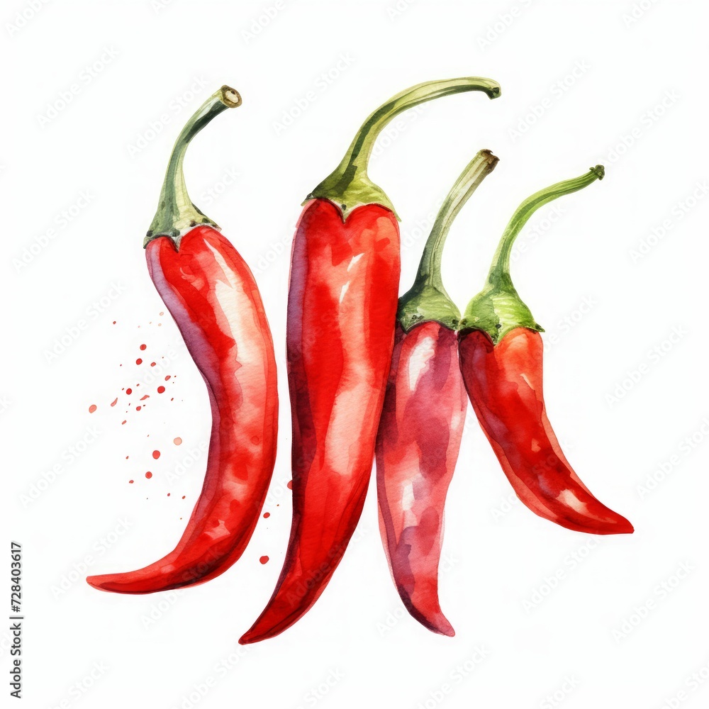 watercolor chili peppers
