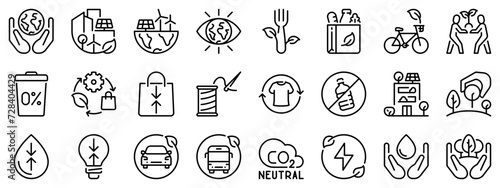 Icon set about sustainability. Line icons on transparent background with editable stroke. photo