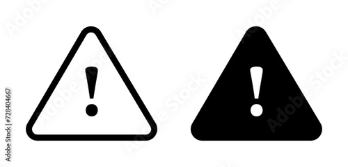 Attention Line Icon Set. Danger Caution or Alert Risk Warning Symbol in black and blue color. photo