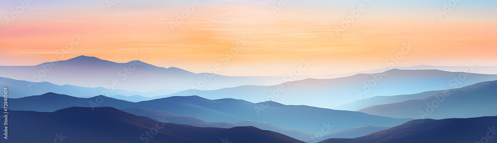 Sunrise Mountain Layers Illustration.