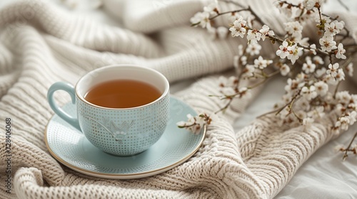 Gourmet tea set mockup on a linen background 