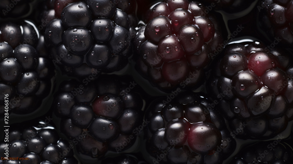 A Close-up of Vibrant Blackberries, Dotted with Liquid Droplets.