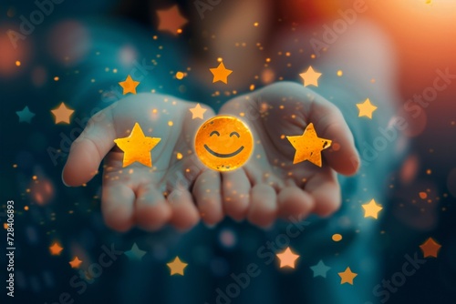Positive Psychology Emoji customer review Smiley, Icon Illustration image. Smiling cartoon curious. Big grin well being happy smile. expression graphic stress management photo