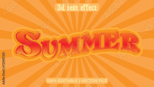 Editable text effect Summer 3d template style premium vector	
