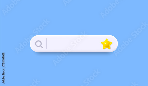 Search bar 3d template for website. Navigation search for web browser. 3d bookmark star icon. Best question template banner. Support FAQ information web bar. Vector