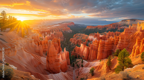 A photo of Bryce Canyon, with otherworldly hoodoos as the background, during the magical glow of twilight photo