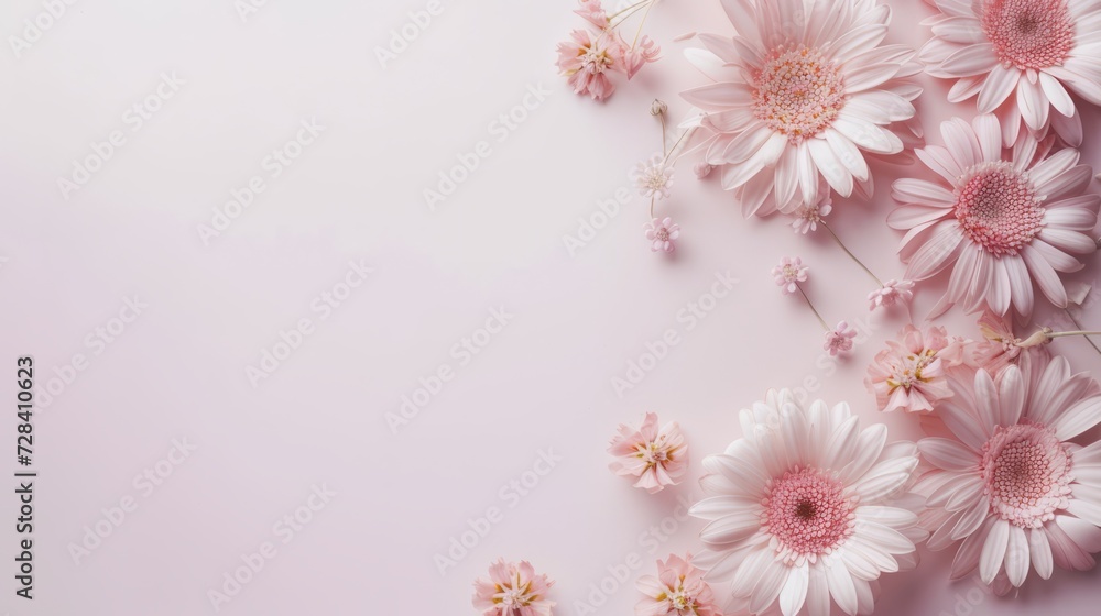 Blooming spring flowers on a pink background are ideal for weddings, March 8, Mother's Day. Blooming spring flowers on a pink background are ideal for weddings, March 8, Mother's Day.